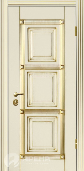 Дверь AR-ирида дуб белый патина золото